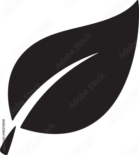 Stylized minimalist leaf graphic design with smooth edges and elegant contour for natureinspired illustrations and ecofriendly projects