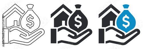 Real Estate Investment and Home Loan Mortgage Icon Set for Finance and Property Concept