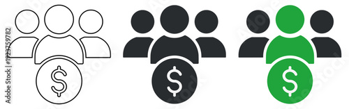 Professional Group Fundraising Vector Icon Set for Financial Investment and Team Charity