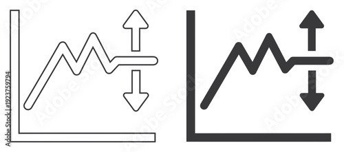Professional Stock Market Volatility Vector Icon with Financial Growth and Data Analytics Graph