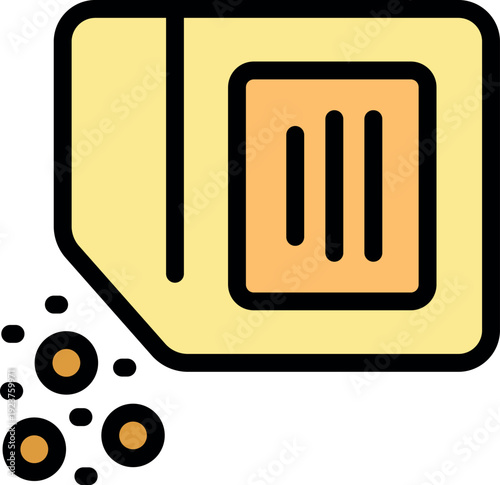 Nanotechnology illustration representing a nano sim card emitting nanoparticles