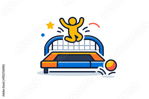 Indoor trampoline parks simple trampoline surfaces combined with motion lines and playful accents, expressing activity, rhythm, and