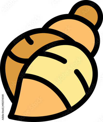 Cartoon seashell evoking summer holidays, beach walks, and collecting souvenirs