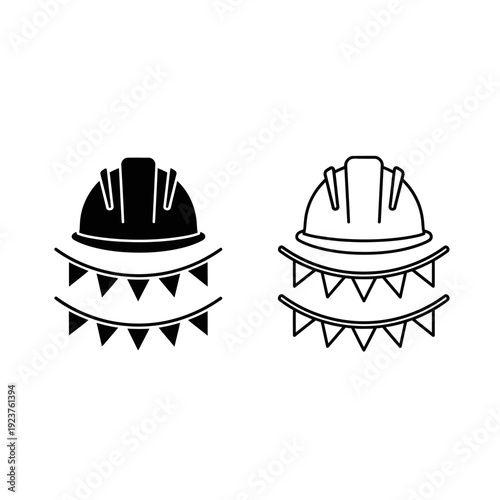 Labor day safety helmets with decorative bands Vector
