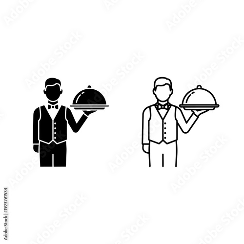 Labor day waiter serving food illustration Vector