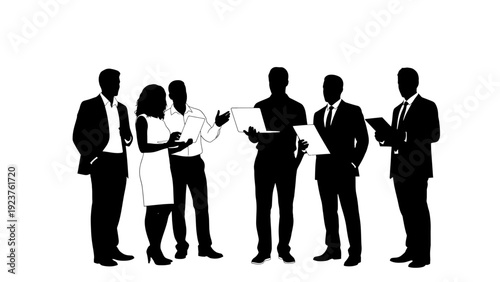 Business Professionals Discussing Documents and Laptops in a Modern Setting