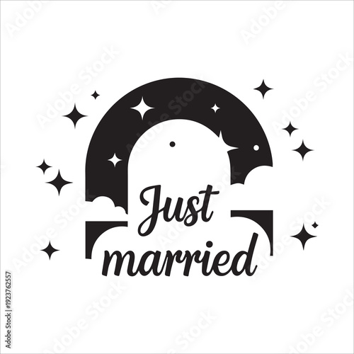 Elegant "Just Married" Wedding Arch with Stars Vector Design