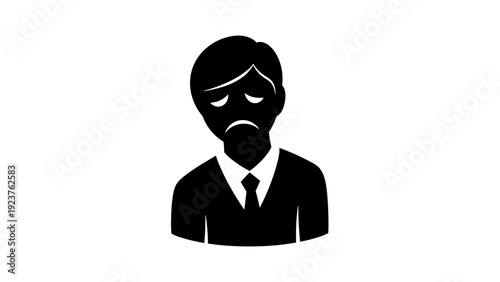 Sad Businessman with Frustrated Facial Expression in Simple Design