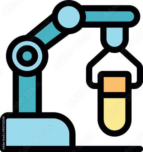 Robotic arm carefully manipulating test tube, representing automation in laboratory research and analysis