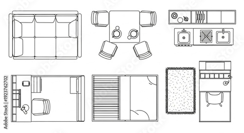 Detailed top-down view of a modern apartments interior design layout.