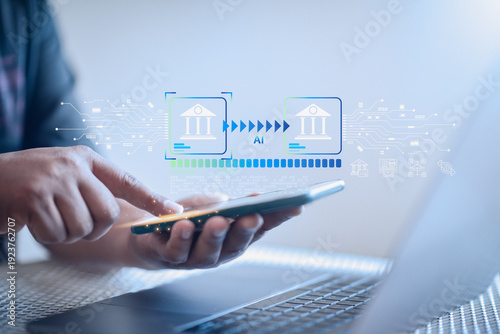 Foto Digital banking technology aids swift virtual currency transfer