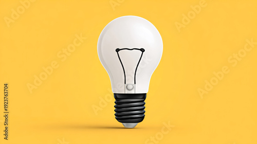White lightbulb on bright yellow background symbolizing innovation and creativity
