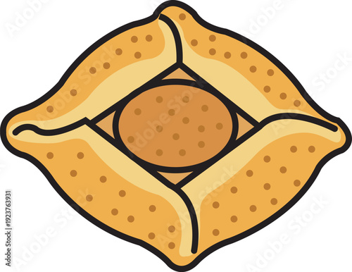 Middle Eastern Meat Pie Pastry Top View Vector Design