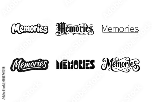 Typographic Memories. Set lettering. harmonious lettering variations of the same emblematic concept, each with different artistic