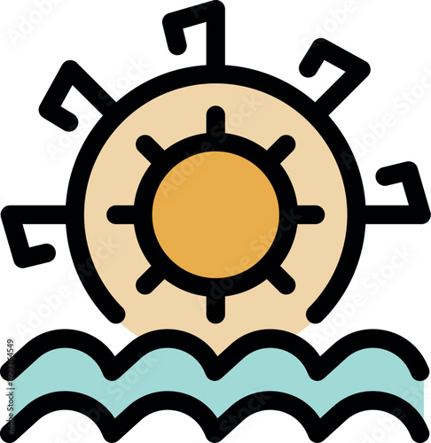 Paddle wheel using ocean currents to generate clean energy, promoting sustainable power solutions