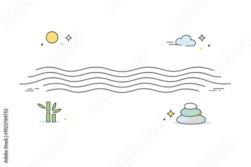 Sand ripple patterns ? zen minimalism. Repetitive soft lines arranged with gentle spacing, inspired by raked sand in a zen garden, conveying focus