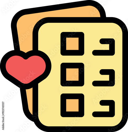 Contact list with heart representing love, affection, and close relationships