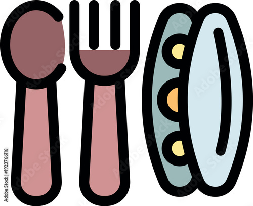 Spoon, fork, and baby food symbolizing healthy nutrition and balanced meals for infants