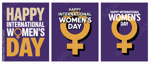 Happy International Womens Day with Feminist Symbols and Equality Sign