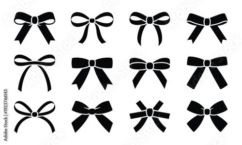 Ribbon bow icon vector illustrating gift and present decoration elements for holiday, celebration, and festive design