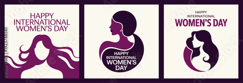 Happy International Womens Day with Stylish Female Silhouettes