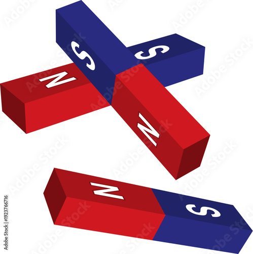 3D Isometric Bar Magnets with North and South Poles for Physics and Science Education