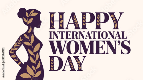 Happy International Womens Day with Floral and Feminine Silhouettes