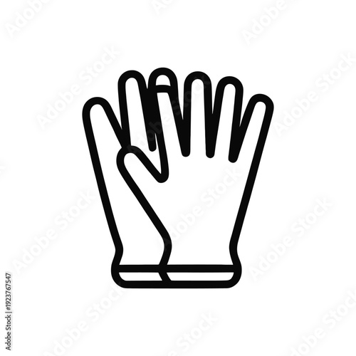 Protective Gloves Line Icon On White Background