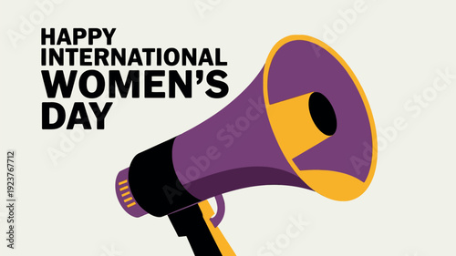 Happy International Womens Day with Megaphone Symbol for Advocacy