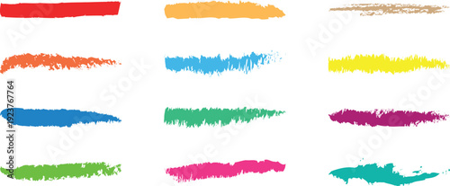 Colorful Brush Stroke Collection – Grunge Paint Smear Stripes, Artistic Ink and Acrylic Texture Banner Set Isolated on White Background Vector Illustration