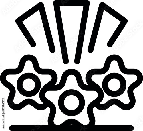 Three gears are emitting a powerful burst of energy, symbolizing innovation, industrial power, and productive synergy