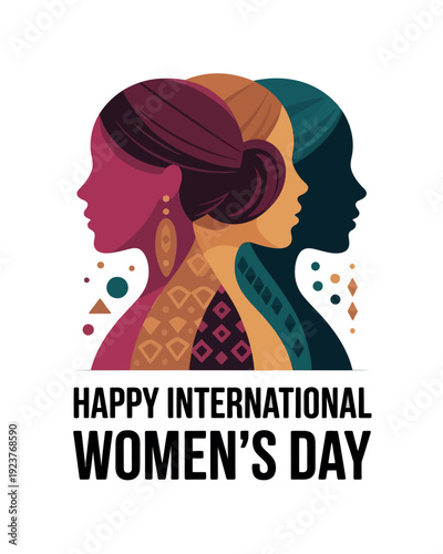 Happy International Womens Day with Abstract Feminine Profiles