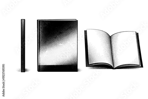 Book cover object, A paperback book cover rendered as a single object set in three views highlighting thin profile, flexible cover planes,