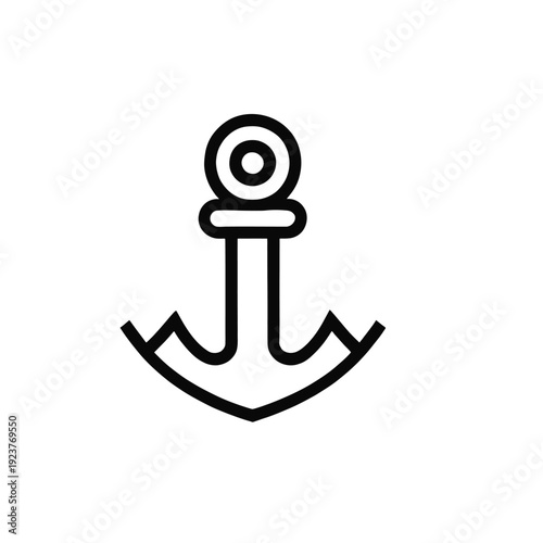 Nautical Anchor Line Icon Vector Symbol
