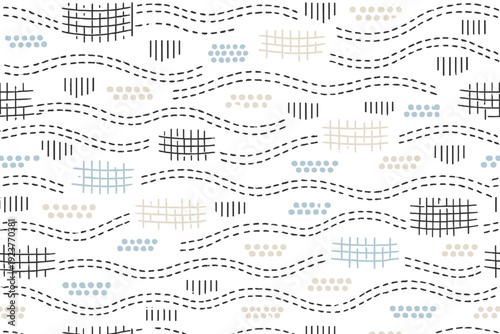 Abstract textile texture pack. Stylized fabric-like lines and dots forming a modern decorative surface, inspired by woven materials without realism. Calm