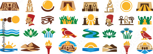 Abu Simbel Sun Festival Icon Collection in Vibrant Colors