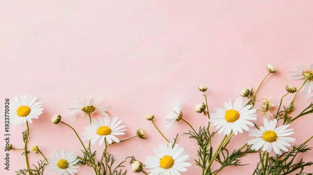 Fototapeta premium daisies on pink background