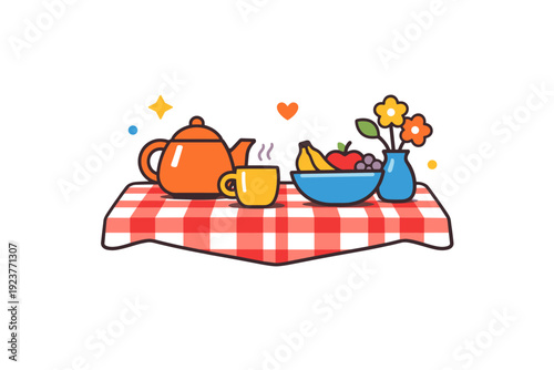 Tablecloth home comfort shown as a simple table scene where a patterned cloth becomes the visual focus, suggesting warmth, routine, and everyday family