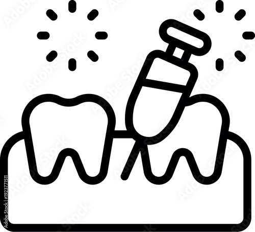 Dental anesthesia being injected into gums with syringe for toothache treatment