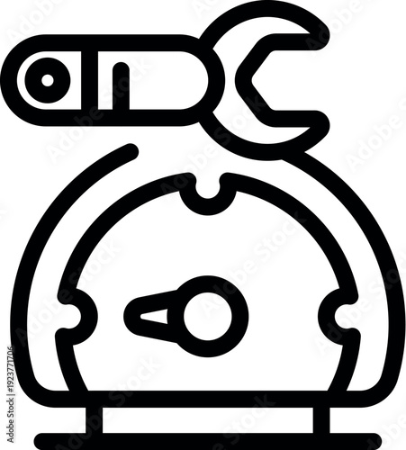 Simple outline pressure gauge repair icon, representing plumbing maintenance and fix