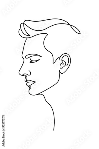 Personal abstract portrait. Minimalistic one-line drawing self portrait capturing