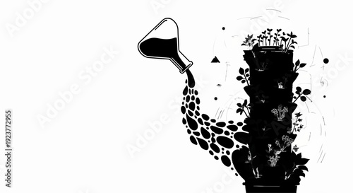 Scientific innovation nurturing vertical garden growth with liquid fertilizer