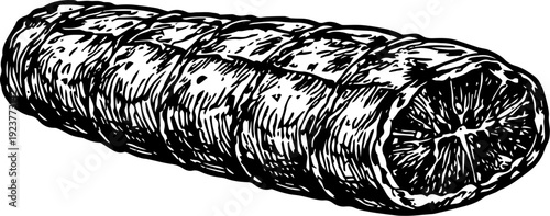 Vintage Tied Beef Roast Roulade Engraving Illustration Vector