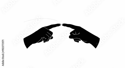 Two silhouetted hands reaching out, fingers nearly touching, symbolizing connection and anticipation.