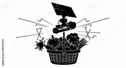 Smart basket with solar powered device monitors fresh produce for intelligent farming