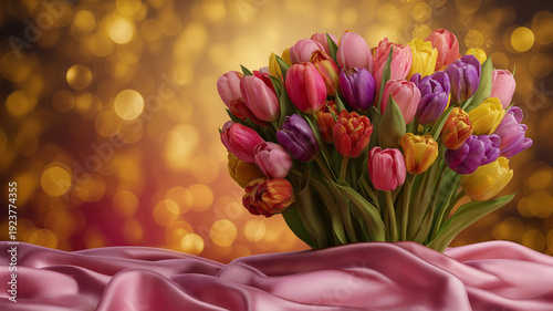 Kartka na międzynarodowy dzień kobiet. Kolorowy bukiet tulipanów © Paweł Ziółkowski