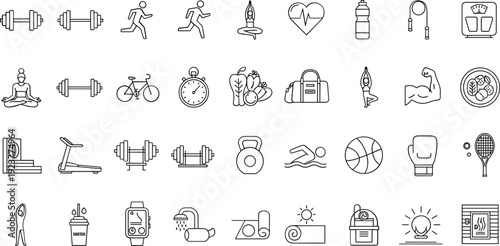 Fitness icons for healthy lifestyle and exercise