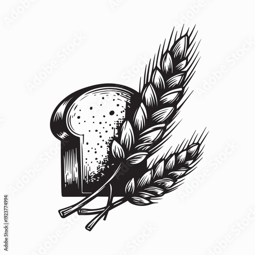Bread and Wheat Ear Vector Illustration for Bakery Design