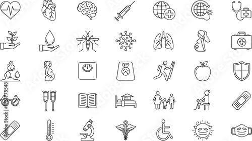 Medical icons for health and wellness concepts