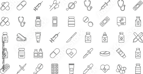 Health and wellness icons for medical and healthcare concepts